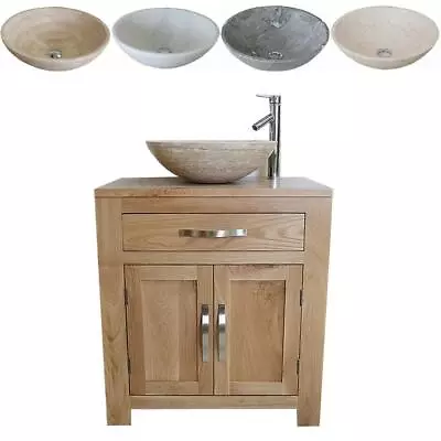 Bathroom Vanity Unit Oak Cabinet Furniture Wash Stand & Marble Stone Basin 502 • £529