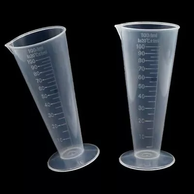 Conical Measure Cup 100ml Capacity Cone Shape Translucent Plastic Labs Beaker... • $14.29