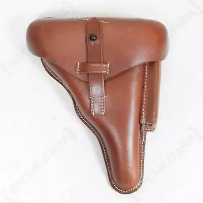 Police P08 Luger Hard Shell Holster Brown Leather - WW2 German Military Repro • £32.95