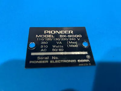 Pioneer SX-9000 Vintage Stereo Receiver Parting Out ID Plate • $13.95