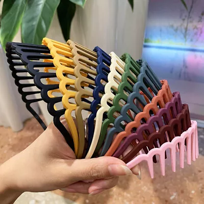 Women Non-Slip Resin Hair Comb Hairband Headband Hair Hoop With Teeth Headwear ~ • $2.27