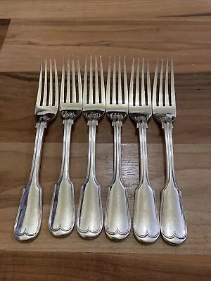 Set Of 6 Antique Joseph Rodgers Silver Plated Fiddle & Thread 18cm Dessert Forks • $85.30