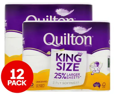 2x6pk Quilton King Size Unscented Bathroom Toilet Paper Rolls 3 Ply Softness • $13.94