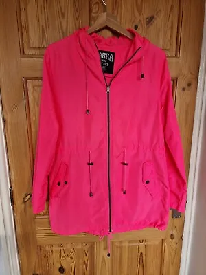 £10 • Buy Womens Parka In A Pocket Neon Pink Rain Mac Size S 6-8