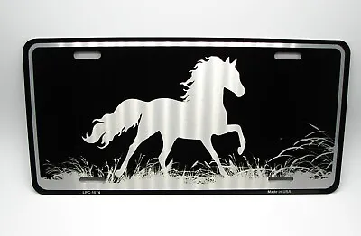 Horse Mustang Black Brushed Metal Car License Plate Autotag Horse License Plate • $12.99