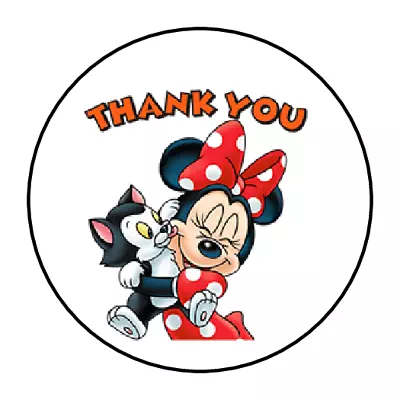 30 Thank You Minnie Mouse Stickers Envelope Seals Labels 1.5  Round Custom • $2.64