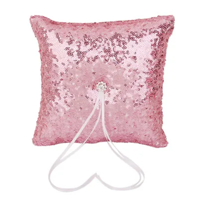 20cm Square Wedding Ring Bearer's Pillow Sequins Cushion For Party • £7.67