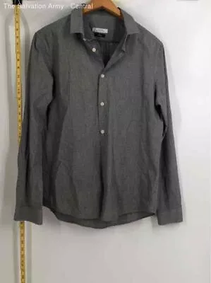 Versace Collection Mens Gray White Gingham Collared Button-Up Shirt Size 41 COA • $10.50