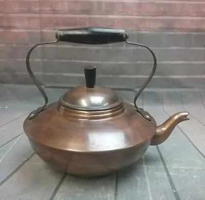 Vintage Aluminum Brown Teapot With Metal And Black Wood Handle  • £29.39