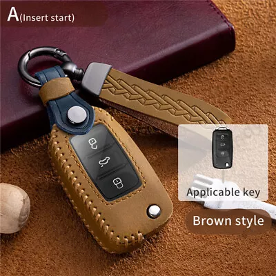 Leather Car Flip Key Cover Case For VW Polo Golf Passat Tiguan Jetta Bora • $14.24