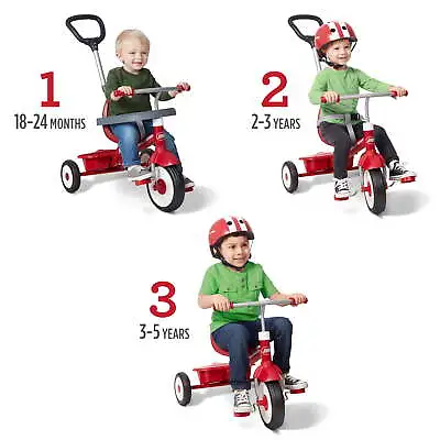 3-in-1 Stroll 'n Trike 3 Stages Grows W/ Child Adjustable Push Handle Tricycles • $68.83