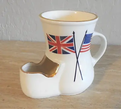 Vintage Porcelain Ceramic Shaving Scuttle Cup British/American Flags Lego Japan • $6.99