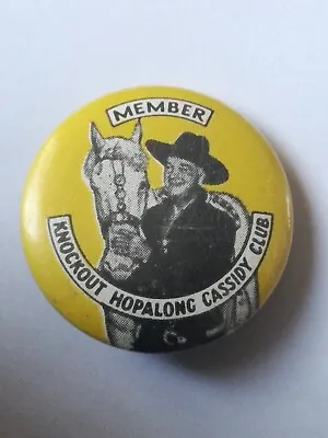 Vintage 1950s Knockout Hopalong Cassidy Club Member Cowboy Tin Badge. • £12.50