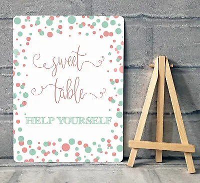 A5 Sweet Table Candy Stall Buffet Sign With Easel - Various Colours DOTS • £6.95