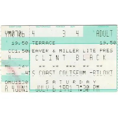 CLINT BLACK & MERLE HAGGARD & LORRIE MORGAN Concert Ticket Stub 7/6/91 BILOXI MS • $6.99