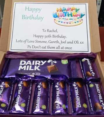 Personalised CADBURY DAIRY MILK Chocolate Box Hamper Birthday Christmas Gift UK • £9.49