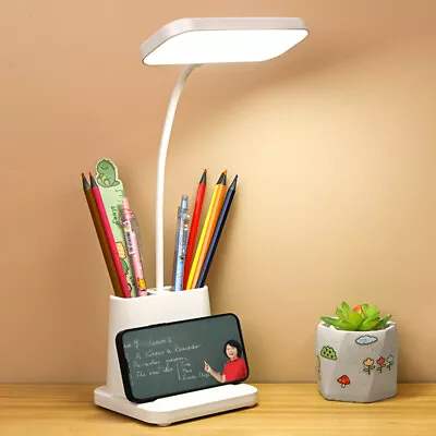 £8.59 • Buy LED Desk Lamp Pen Phone Holder USB Rechargeable Bedroom Reading Light Dimmable