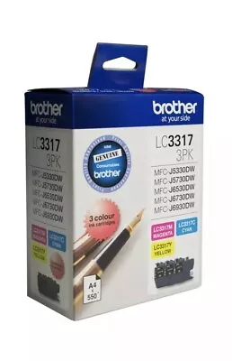 3x Genuine Brother LC-3317 Colour Cartridges For MFC-J6930DW/J6730DW/J6530DW • $92.86