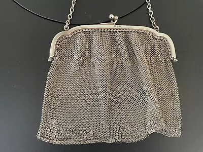 Stunning Silver 1920s Evening Bag 'chain Mail' Style - Made In London. Hallmarks • £180