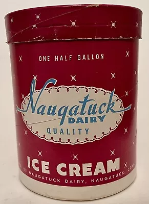 Vintage Naugatuck Dairy Advertising Ice Cream Half Gallon Cardboard Carton CT • $14.99