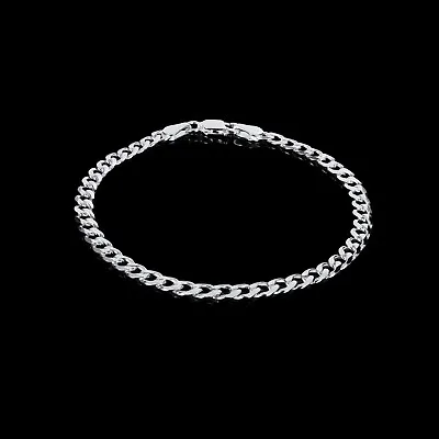 Solid 925 Sterling Silver Bracelet Curb Chain Mens Boys Italian Style Heavy • £15.09