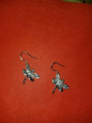 Vintage Dragonfly Earrings 925 Sterling Silver Dangle • $8.99