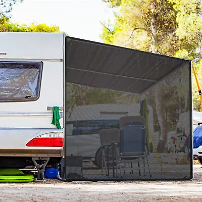 Goplus 9' X 7' RV Awning Side Shade Black Mesh Screen Sunshade W/ Complete Kits • $30.59