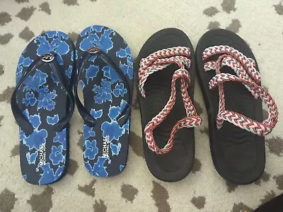 Lot Of 2 Women's Slides Flip Flops Summer Sandals Size 7 Michael Kors • $5
