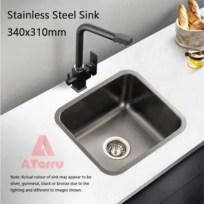 Nano Coated Stainless Steel Kitchen Sink Laundry Sinks Single Bowl 340x310mm • $89.90
