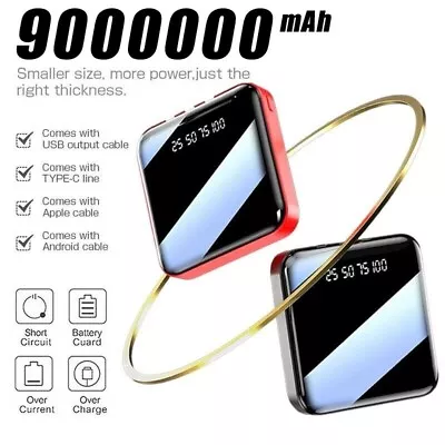 9000000mAh 2USB Mini Portable Power Bank External Battery Charger For Cell Phone • £4.88