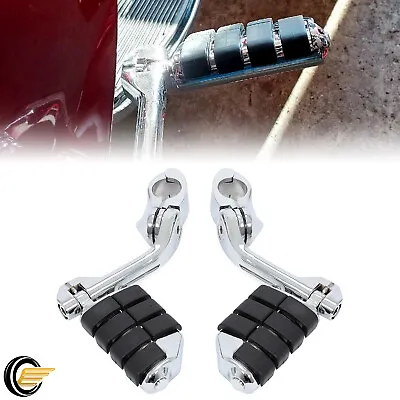 Chrome Long Highway Foot Pegs For Harley Road King Street Glide 1-1/4  Bars • $38.99
