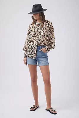 NWT DECJUBA Jordan Lurex Shirt In Leopard Sz 14 RRP $109.95 [mg • $39