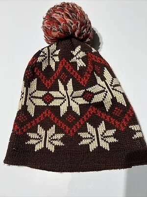 Vintage 100% Wool Wigwam Mills Stocking Hat Winter Knit Pom Ski Cap • $12.50
