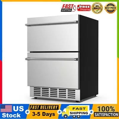 98 Cans Beverage Refrigerator And Cooler Double Drawer Fridge Indoor & Outdoor • $712.49