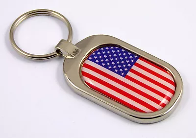 USA Flag Key Chain Metal Chrome Plated Keychain Key Fob Keyfob America States • $4.49