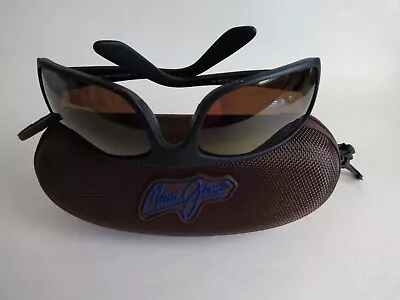 MAUI JIM PEAHI MJ 202-2M MATTE BLACK WITH HCI BRONZE POLARIZED SUNGLASSES+Case • $139