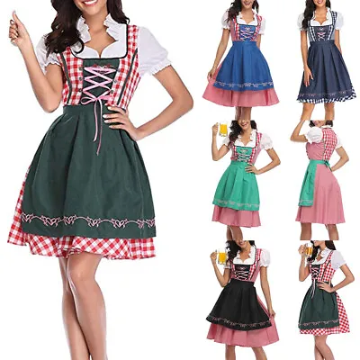 £6.39 • Buy Womens Oktoberfest Beer Maid German Bavarian Dirndl Cosplay Costume Fancy Dress