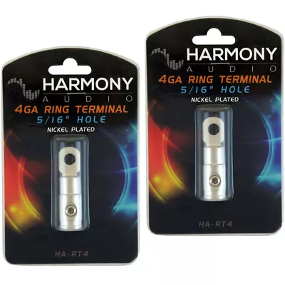 Harmony Audio HA-RT4 Car Stereo Power/Ground 4 Gauge 5/16  Ring Terminal Pair • $10.99