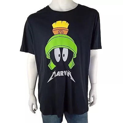 LOONEY TUNES Mens Size 2XL Tshirt Black Marvin The Martian Cartoon • $18.50