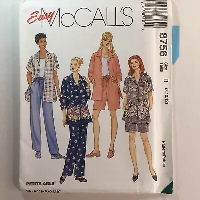 McCalls 8756 Easy Relaxed Shirt Top Trousers Shorts Ladies New Uncut Pattern • £11.50