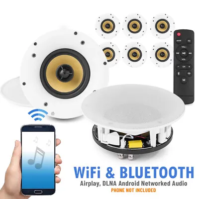 Amplified Wi-Fi Bluetooth Ceiling Speakers (x8) Multi Room Network Smart Control • £630