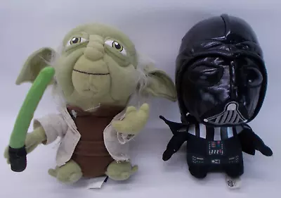 Star Wars 7  Plush Yoda And Darth Vader Light Saber Black And Green Stuffed • $8.53