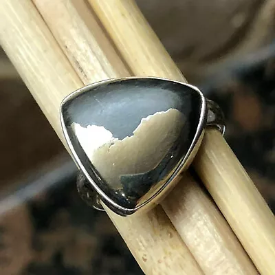 Genuine Pyrite In Magnetite 925 Solid Sterling Silver Solitaire Ring Sz 5.75 • $79.99