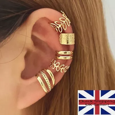 Set Of 5 Vintage Punk Ear Cuff Non-Piercing Earrings Clip For Women Men Jewelry • £3.80