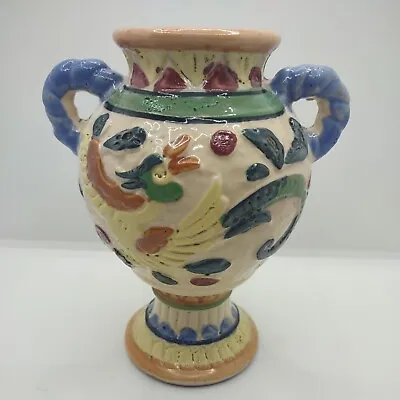  Moriyama  Floral Birds Vase Double Handles Ceramic Made In Japan 6  • $19.99