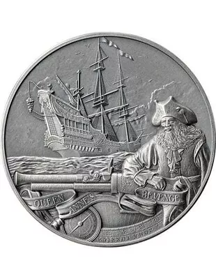 2023 Barbados $5 Queen Anne's Revenge Captains Of Fortune 2 Oz Silver Coin • £136.68