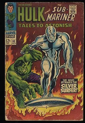 Tales To Astonish #93 GD/VG 3.0 Silver Surfer Vs Incredible Hulk! Marvel 1967 • $67