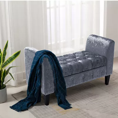 Bedroom Footstool Upholstered Long Bench Ottoman Blanket Box Shoe Changing Stool • £107.95