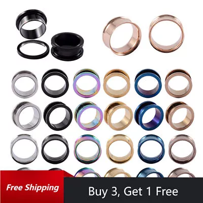 1Pair Double Flared Stainless Steel Ear Flesh Tunnels Ear Plug Stretchers Punk • £2.89