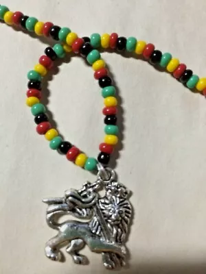 Irie Beads Silver Lion Of Judah Rasta Mxed Bead Necklace 14  16  18   20  • $15.95